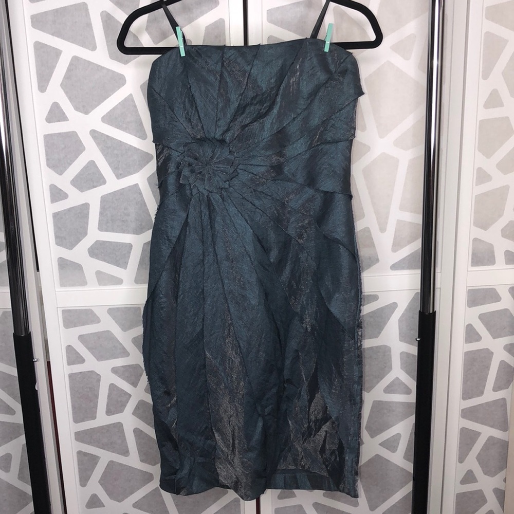 London Times Strapless Pleated Dress